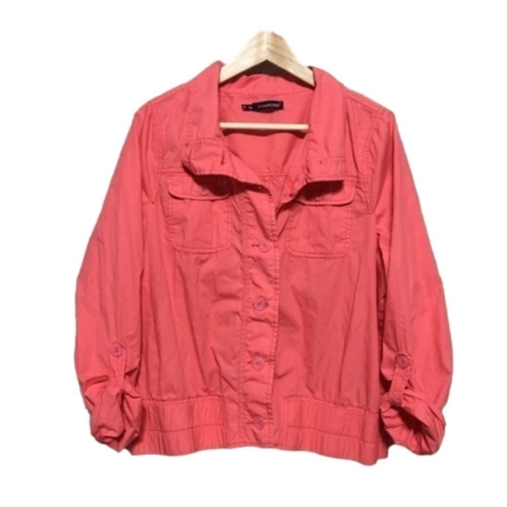 Maurices Lightweight 3/4 sleeve Coral buttoned Jacket plus size 14